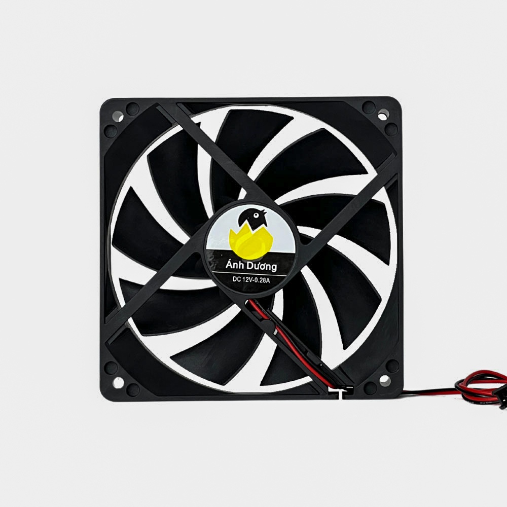 Quạt tản nhiệt máy ấp trứng A100 Ánh Dương 12x12cm/12V/0.28A Hàng Chính Hãng