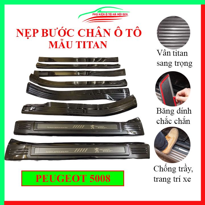 Ốp bậc cửa nẹp bước chân TITAN ô tô Peugeot 3008-5008 chống trầy bảo vệ xe