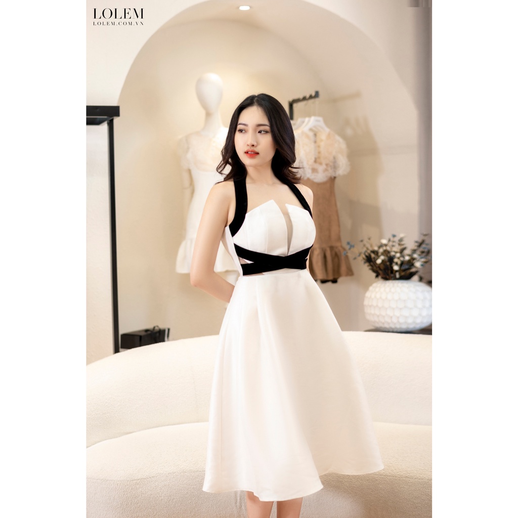 Đầm dự tiệc sang trọng LOLEM DX336 dáng xòe vải tafta xước giữ form tốt