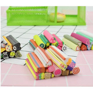 Nail đất sét nail hoa quả nail trái cây, thanh to dài 5 cm đường kính 0,8 -1 cm nguyên liệu thủ công trang trí móng tay