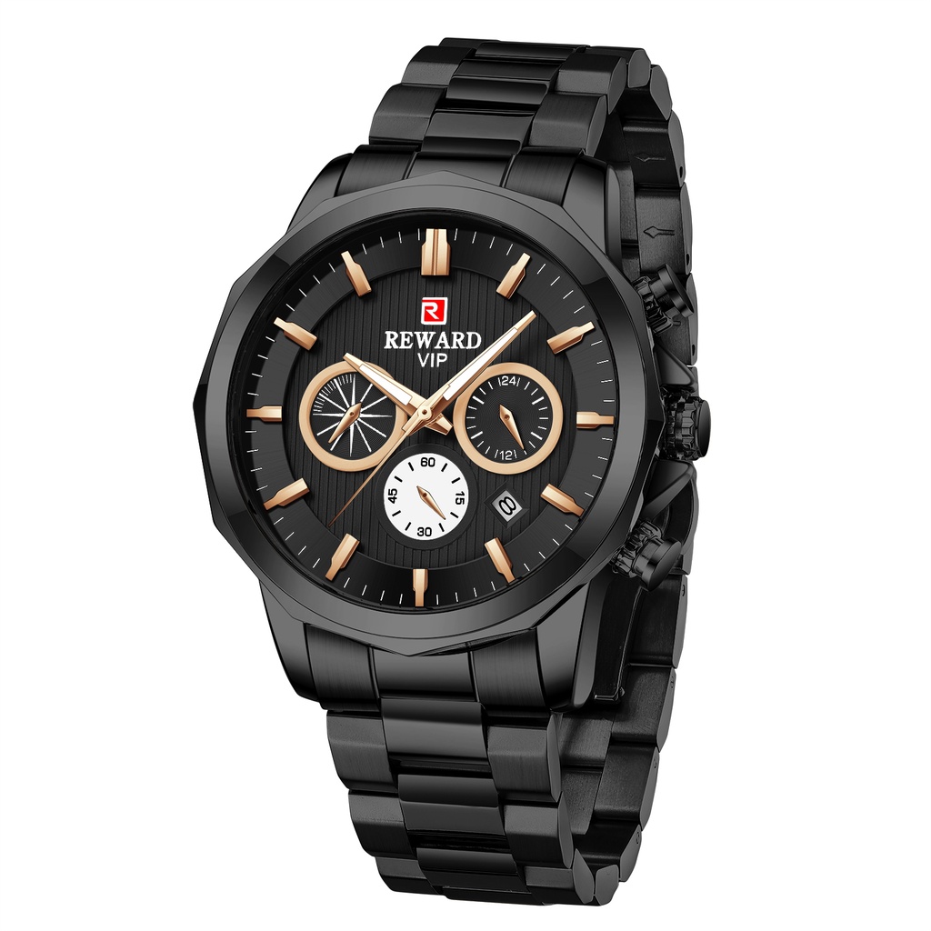 Đồng Hồ Quartz Hiển Thị Ngày Chất Liệu Thép Không Gỉ Chống Thấm Nước REWARD 81063