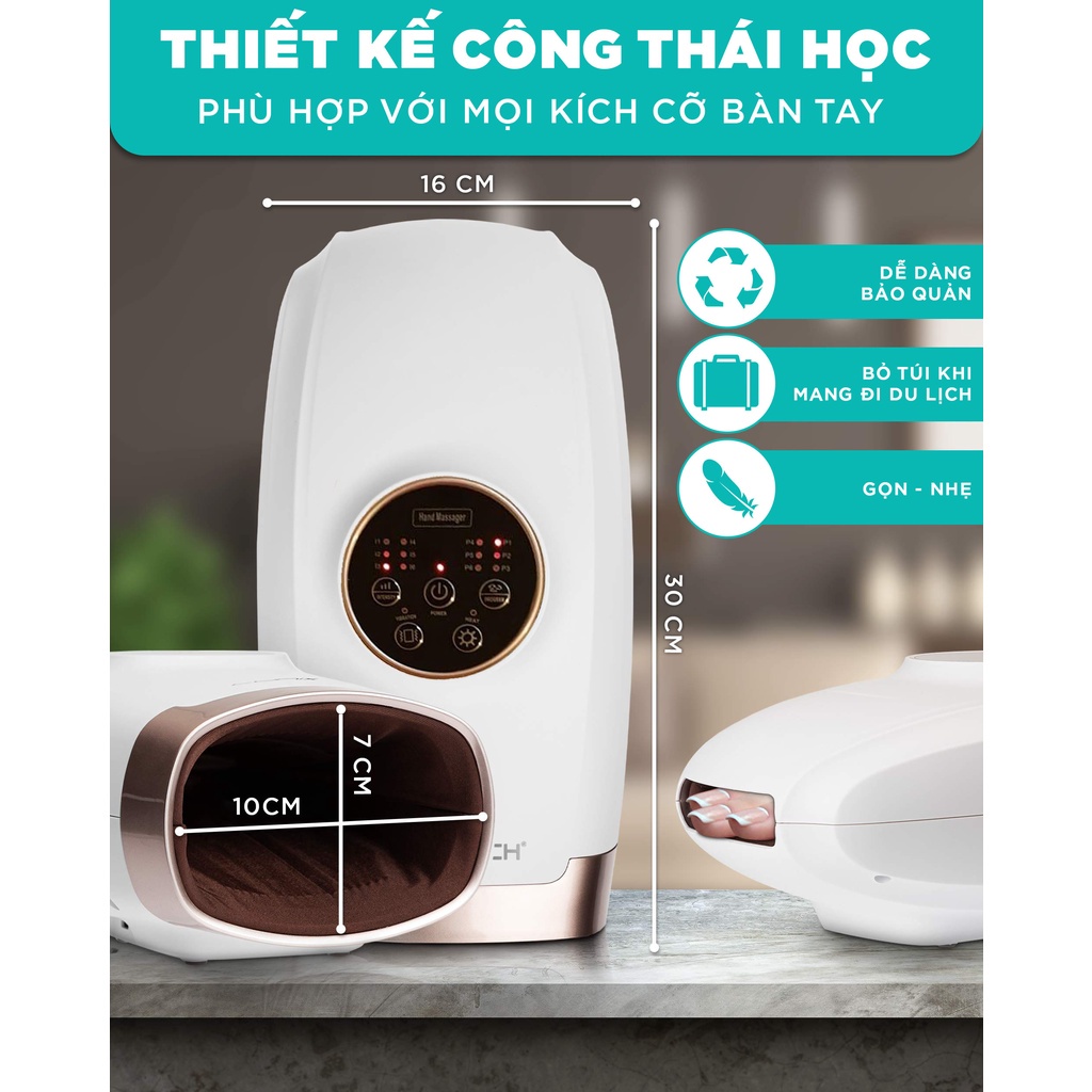 Máy Massage Tay Cao Cấp KingTech KH-690 - 6 Cấp Độ Mát Xa Nén, Rung Tích Hợp Nhiệt - Giảm Đau Khớp, Tê Bì, Ống Cổ Tay