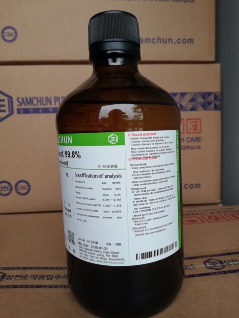 Hoá chất 2-Propanol , Isopropyl alcohol , Isopropanol , IPA 99.8%, Samchun , Korea , hàn quốc. Chai 1 L