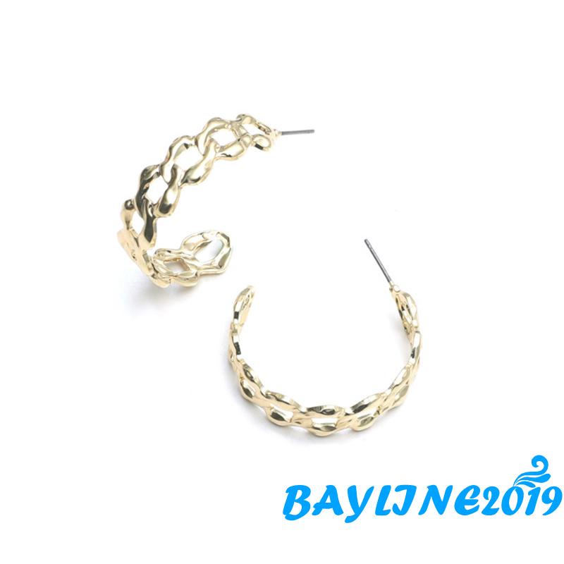 Bông tai hình chữ C màu vàng thời trang cho nữ