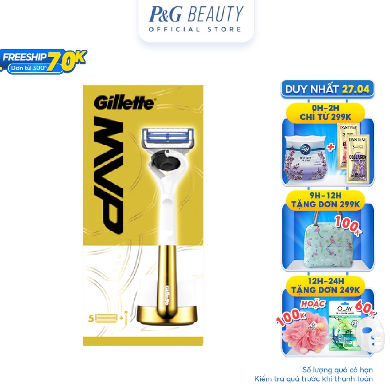 Dao Cạo Râu Gillette MVP Gồm 1 Cán Dao và 5 Đầu Dao Cạo