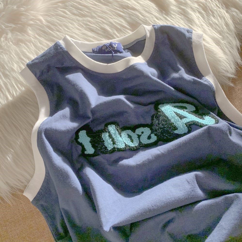 Áo Thun Không Tay Dáng Rộng Thêu Chữ Màu Hồng Thời Trang 2022 Amoi Dành Cho Bạn Nữ