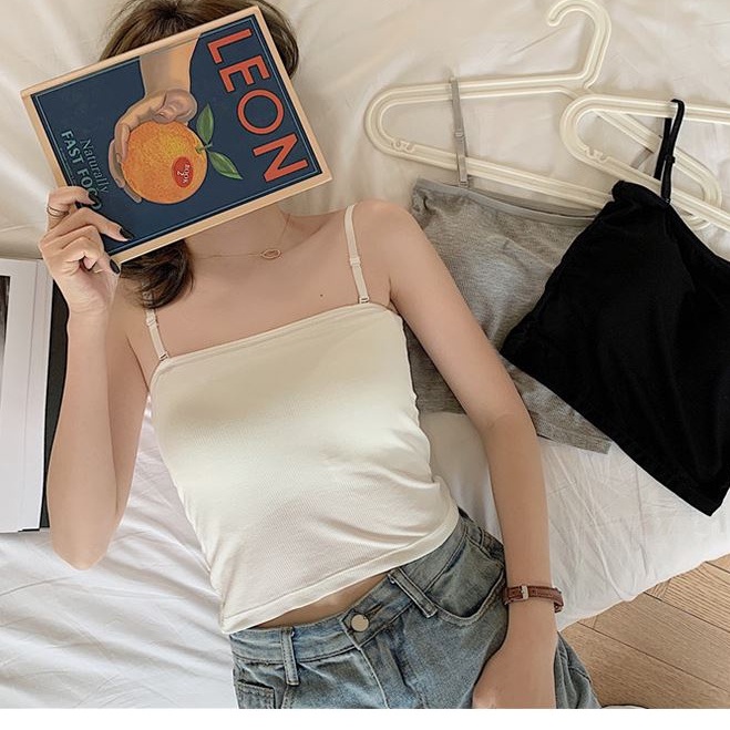 Áo Hai Dây Croptop 100% Cotton Madela, Áo Croptop 2 Dây