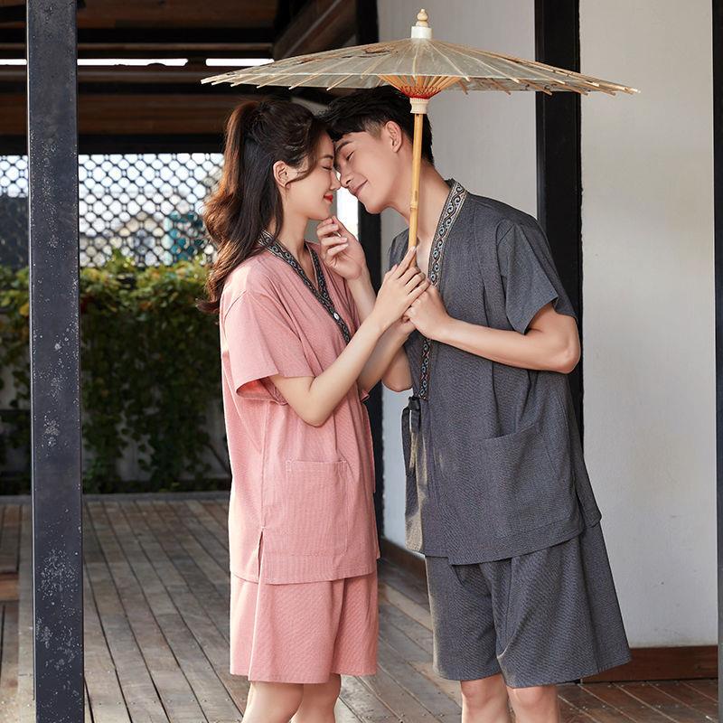 Đồ ngủ kimono chất liệu cotton dày dặn thoải mái thời trang cho nam và nữ