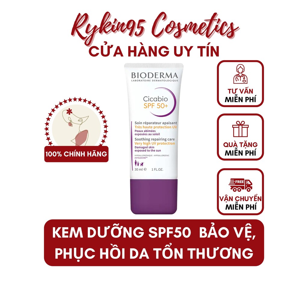 [CHÍNH HÃNG] Kem dưỡng phục hồi da tổn thương, bảo vệ da khỏi tia UV Bioderma Cicabio SPF 50 30ml