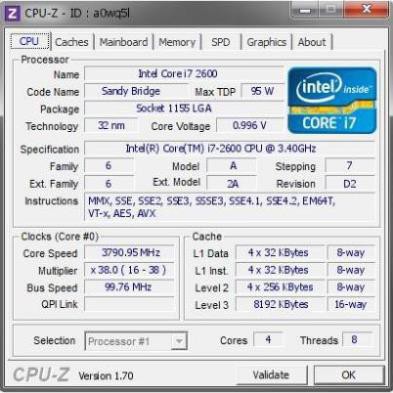 CPU Intel® Core™ i7-2600 Processor 8M Cache, up to 3.80 GHz (giá khai trương )