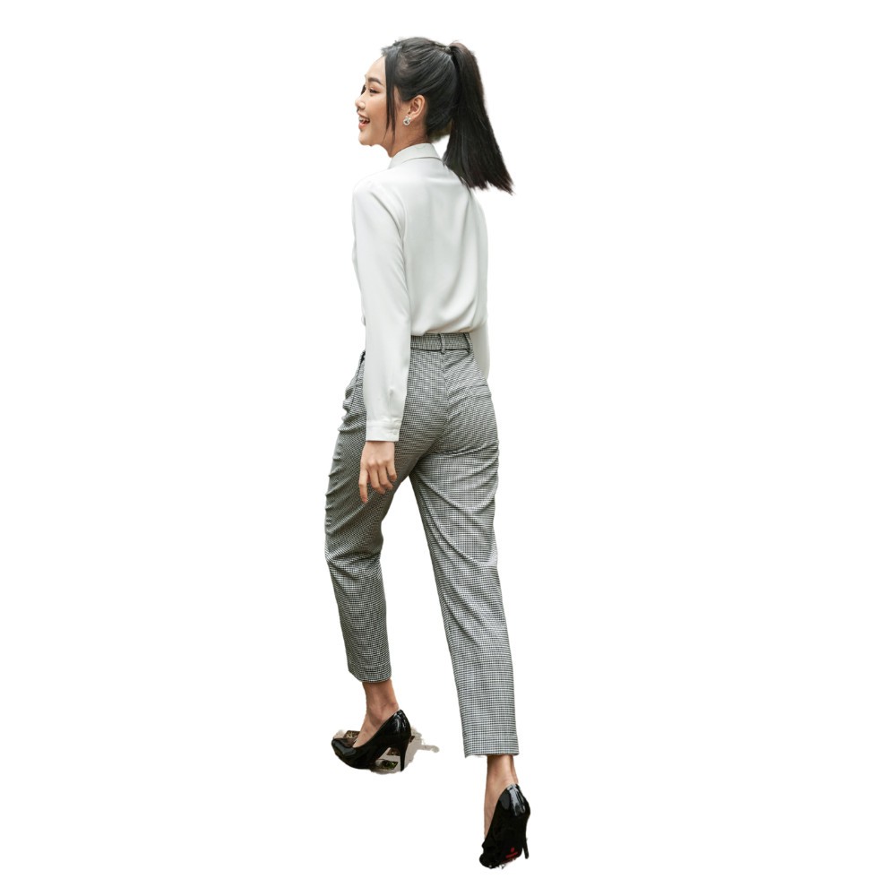 Quần baggy lé cạp họa tiết houndstooth SYO Q3001-21