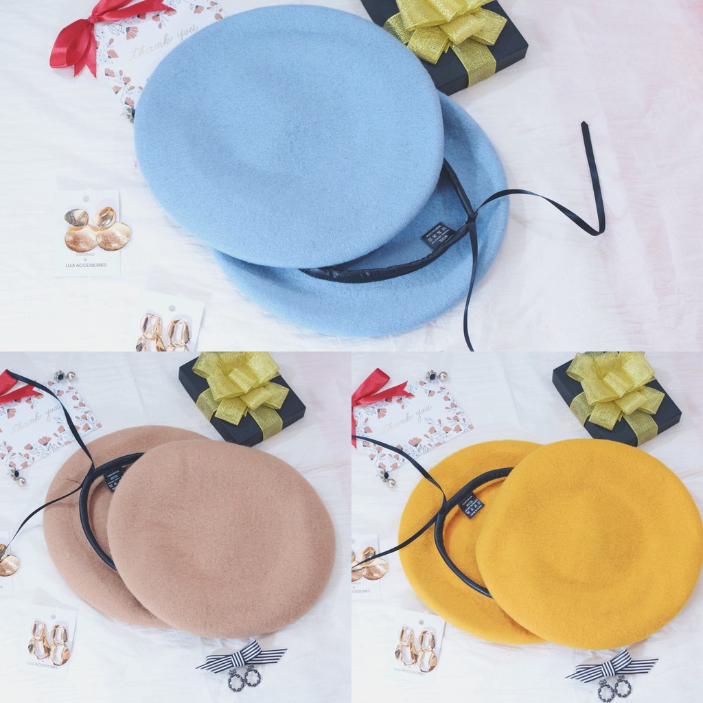 Mũ nồi beret nhiều màu, chất dạ đẹp