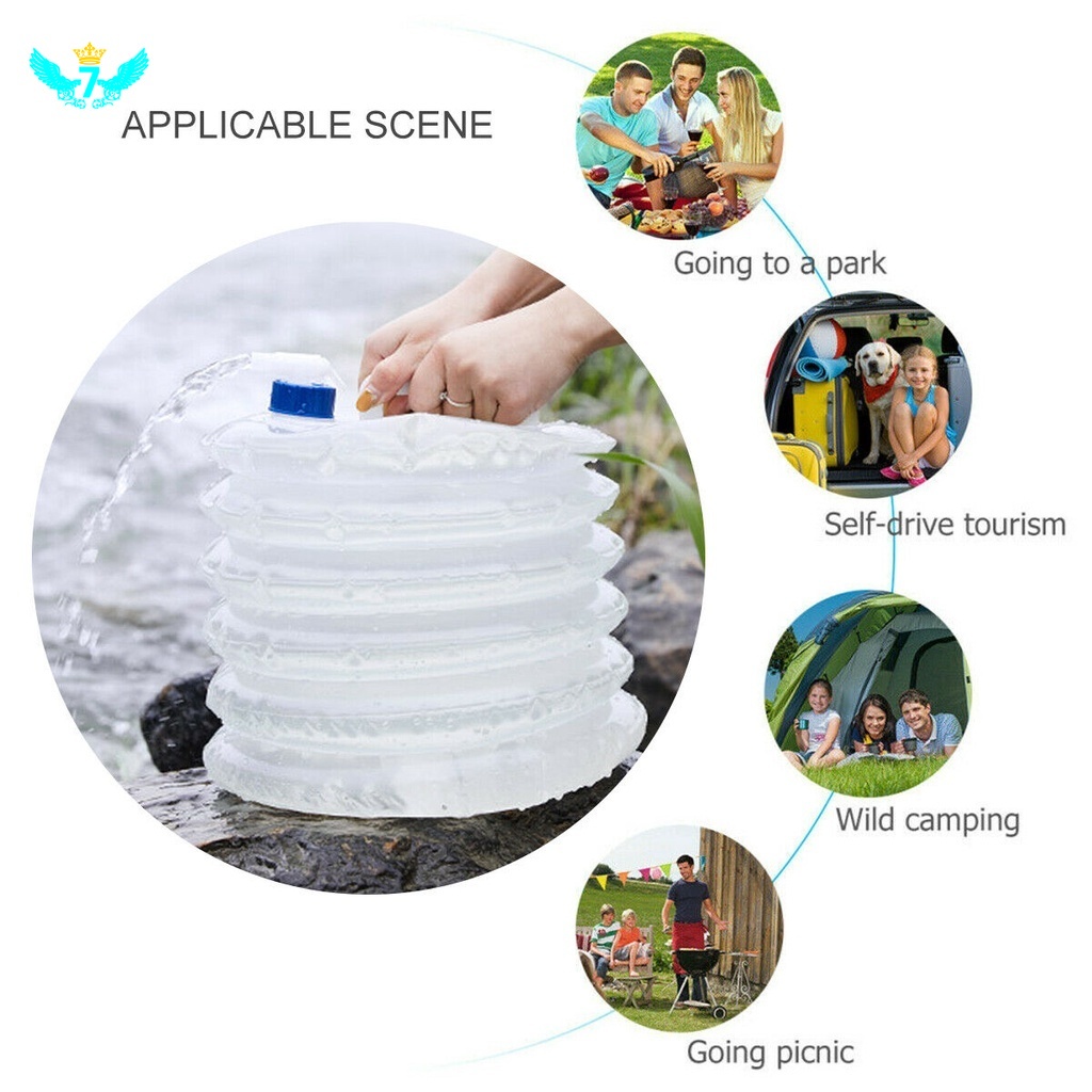 Bình đựng nước 5L / 10L / 15L có thể gấp gọn tiện dụng để mang theo khi đi cắm trại du lịch ngoài trời