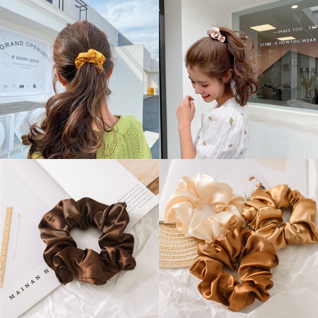 Dây buộc tóc chất liệu lụa thiết kế đơn giản phong cách cho nữ