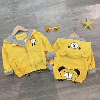 Áo khoác nhung hình mặt gấu cho bé