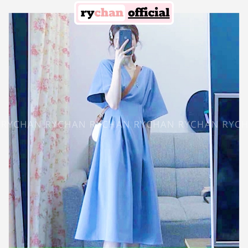Đầm Nữ Dự Tiệc Cổ V Cánh Dơi Thắt Eo Basic Thanh Lịch, Đầm Nữ Đi Chơi Dáng Dài Cực Sang Chảnh [ẢNH THẬT CUỐI] - DX9944
