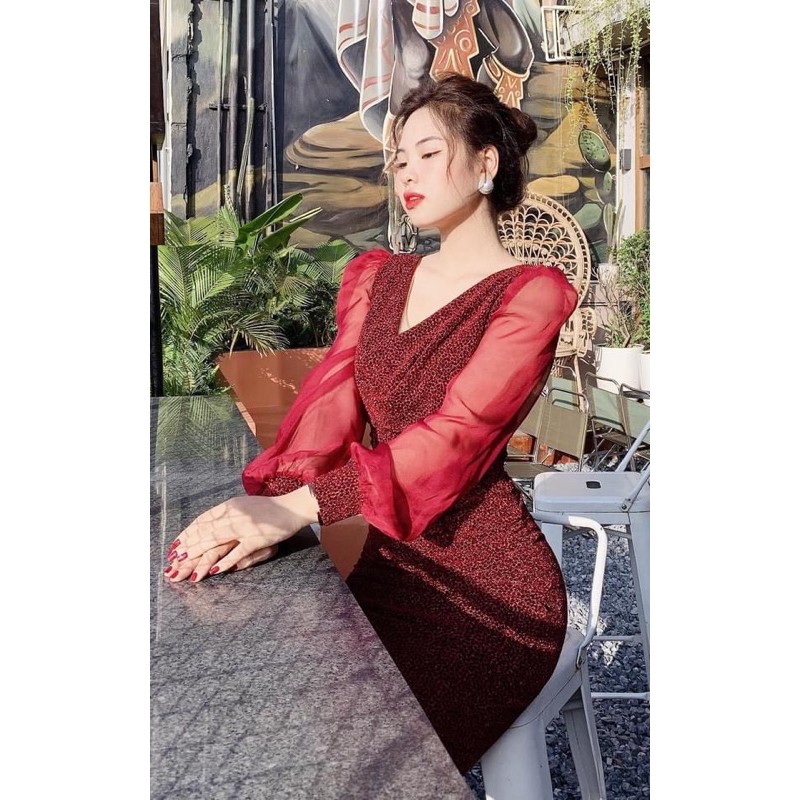 set nhũ đỏ 2 lớp pha tay voan