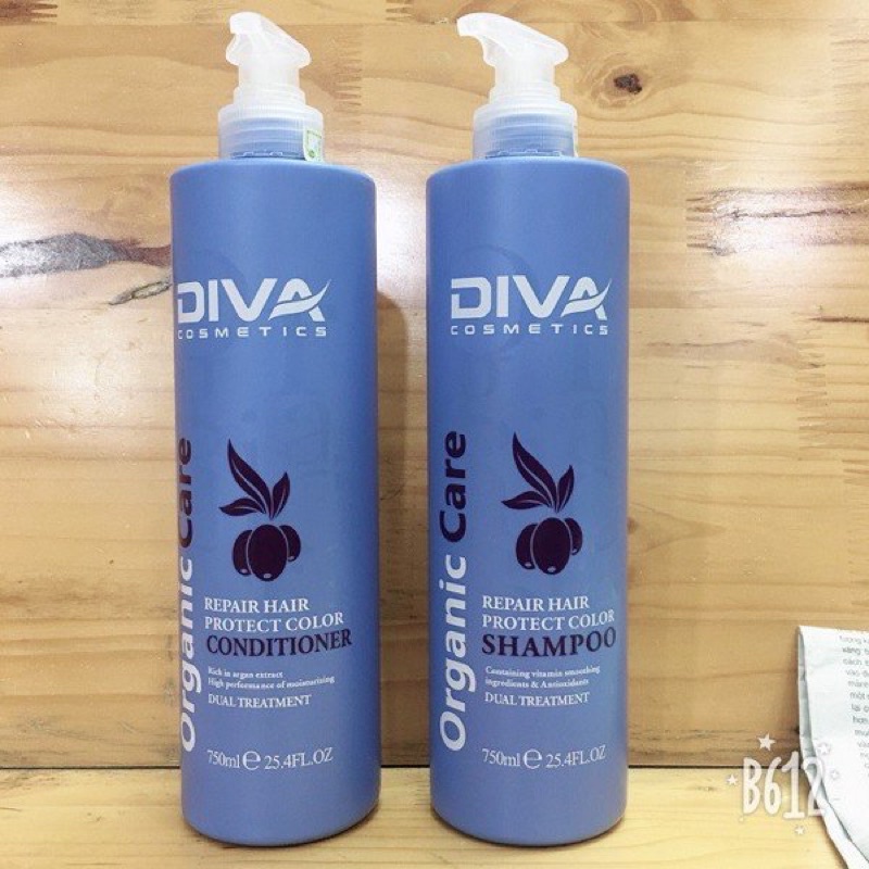 Cặp dầu gội xả phục hồi mềm mượt và giữ màu DIVA 750ML (2 CHAI)