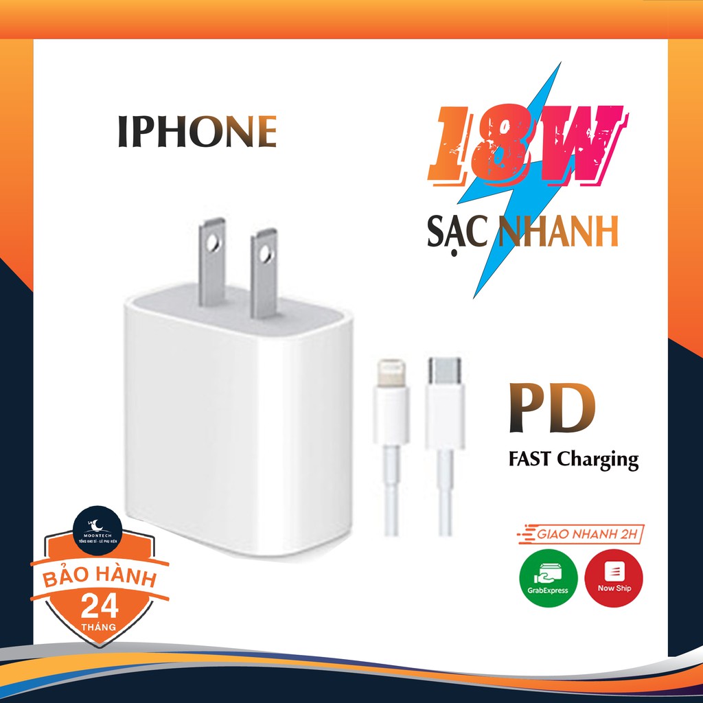 Củ Sạc Nhanh Chính Hãng PD 18W USB-C. Cáp Sạc Nhanh USB-C To Lightning Phù Hợp Với Máy 8/8P/X/XS/11/11Pro