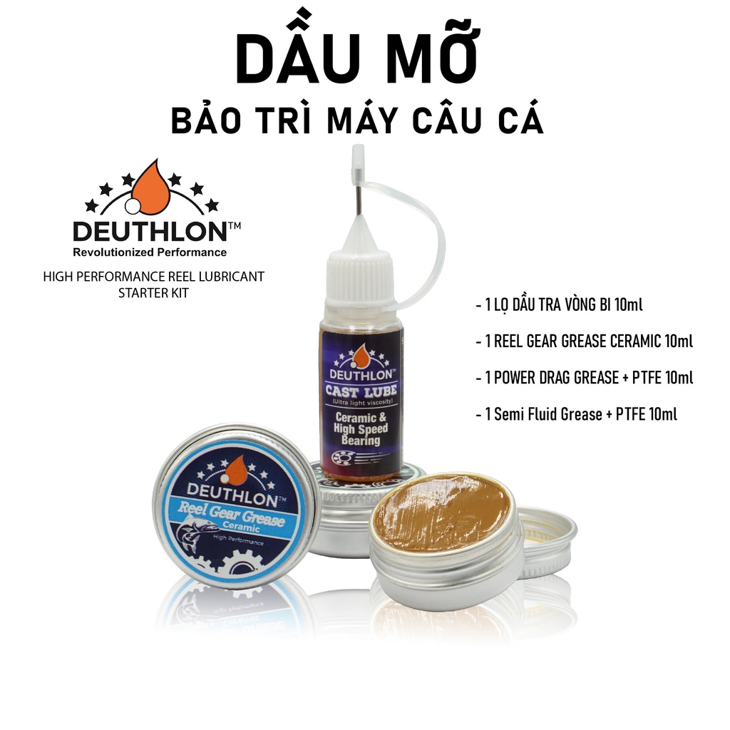 DẦU MỠ BẢO TRÌ MÁY CÂU CÁ DEUTHLON / MỠ NHÔNG / MỠ NỀN / MỠ DRAG / DẦU GENERIC REEL F9