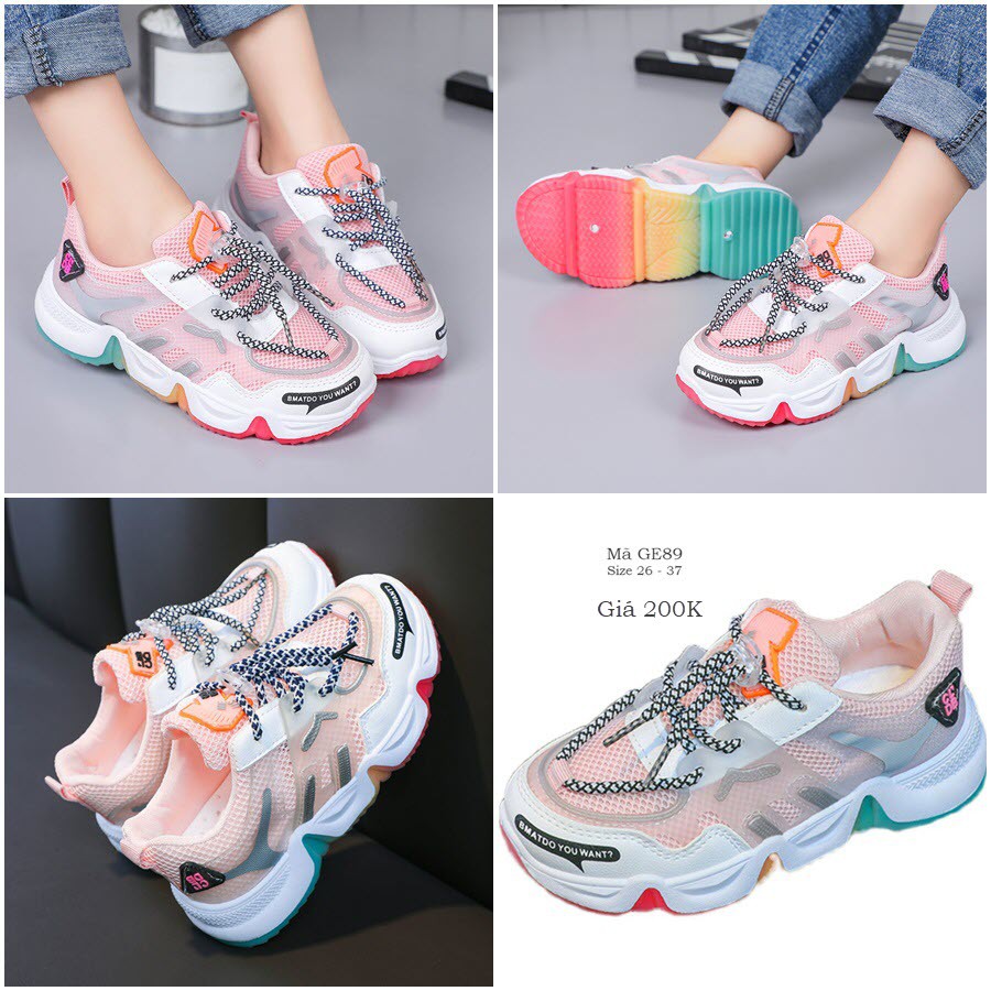 Giày bánh mỳ độn đế Stella cho bé gái 3 - 12 tuổi kiểu dáng thể thao độn đế thời trang GE89