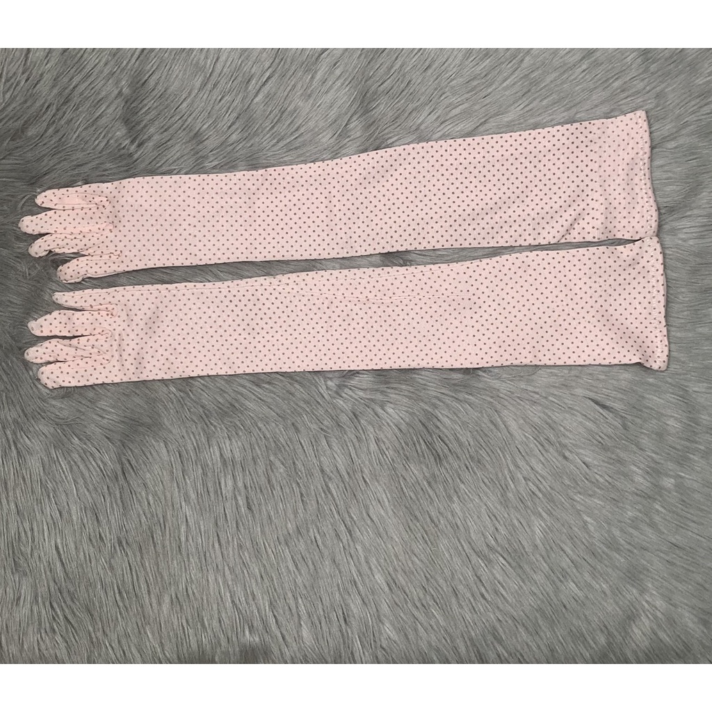 HCM]Combo 5 đôi găng tay dài 65cm ,họa tiết trơn và chấm bi , co giãn vải cotton thoáng mát, ảnh thật , bảo đảm giao đú