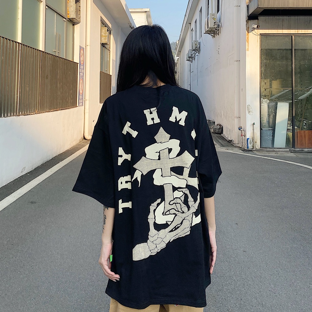 Áo thun unisex nam nữ form rộng, áo phông tay lỡ form rộng Trythmclub