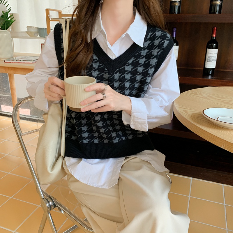 Áo Dệt Kim Sát Nách Cổ Chữ V Dáng Rộng In Họa Tiết Retro Dễ Phối Đồ Cho Nữ | BigBuy360 - bigbuy360.vn