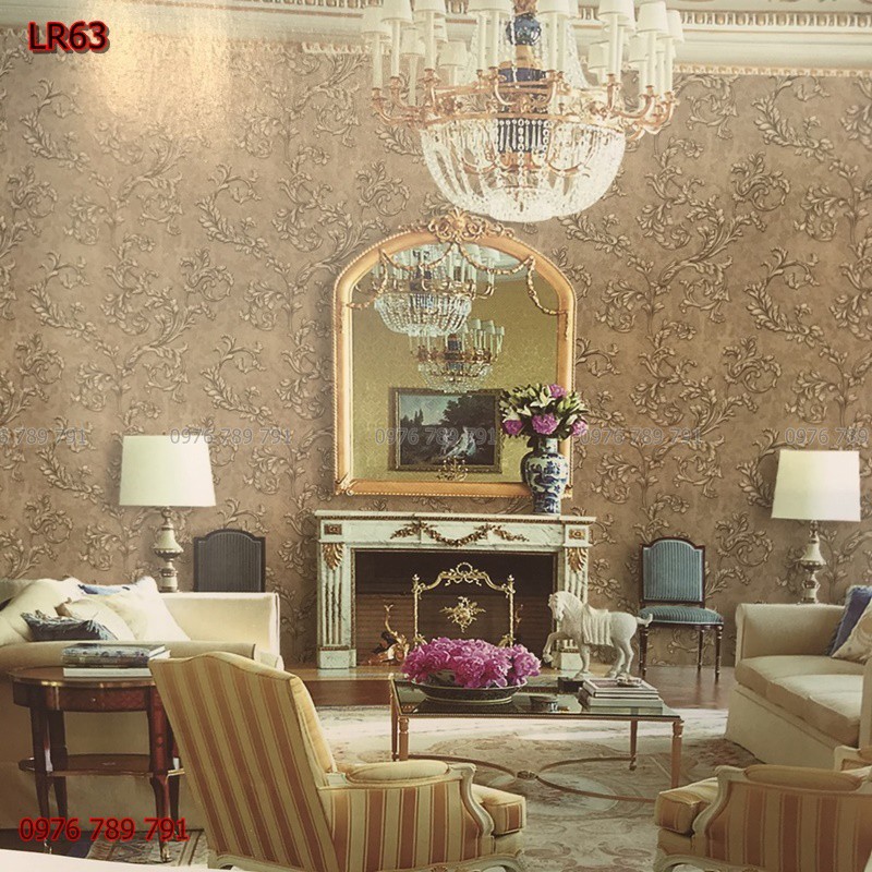 Giấy Dán Tường Phòng Khách 3d Dây Hoa Lá, Lụa Không Keo, Khổ 10m x 53 cm, Nhiều Màu Lựa Chọn