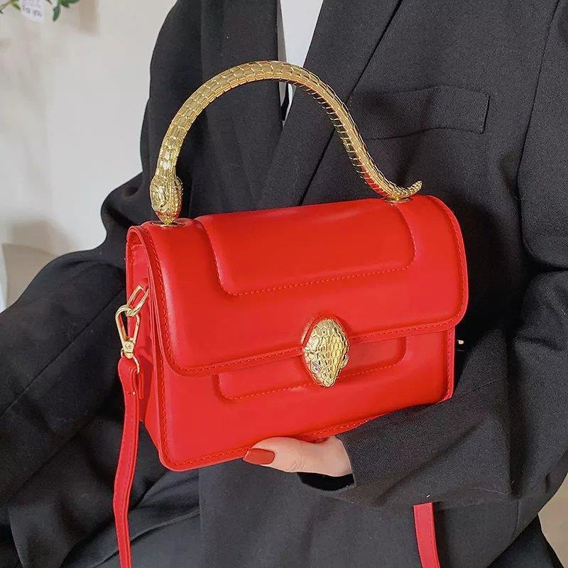 Túi tote đeo chéo/ xách tay đính đá kiểu đầu rắn thời trang 2022 dành cho nữ