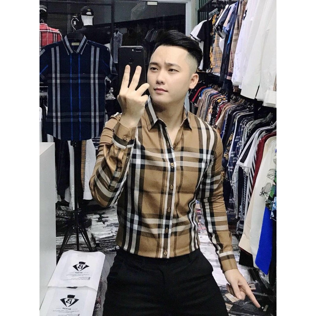 Áo Sơ Mi Nam Dài Tay Họa Tiết Caro 1 Cao Cấp, Áo Sơ Mi Vải Lụa Dáng Ôm Form Body, T-man | BigBuy360 - bigbuy360.vn
