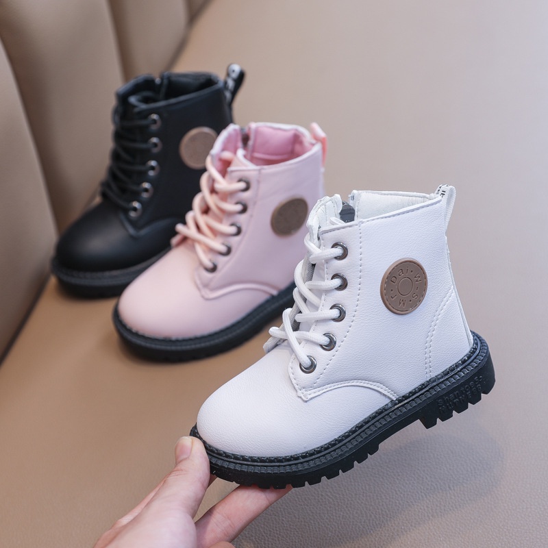 New fall children's single boots soft bottom girls' leather boots children's Martin boots waterproof British wind boys' short boots girls' boots
