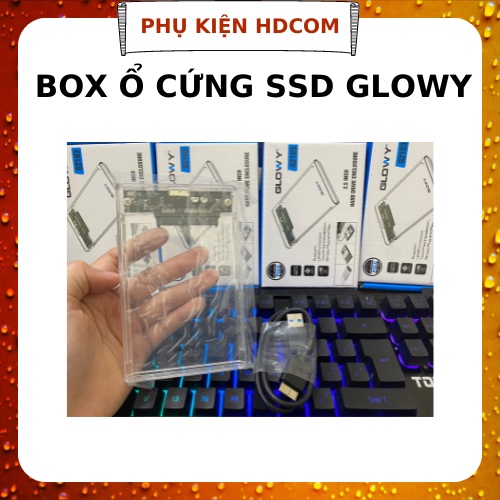 Box ổ cứng di động Glowy trong suốt 2.5” dùng cho SSD