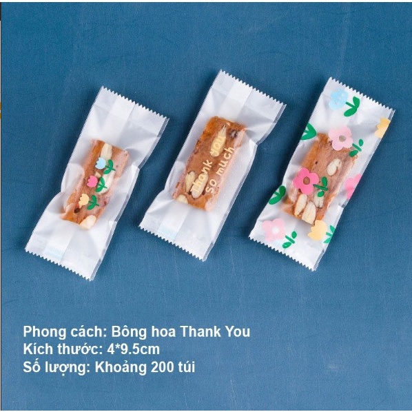 Túi đựng kẹo nougat, hàn nhiệt 4x9.5cm, nhiều hoạ tiết - VUA BAO BÌ