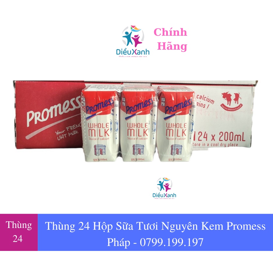 Thùng 24 Hộp Sữa Tươi Nguyên Kem Promess 200ml - Nhập Khẩu Pháp