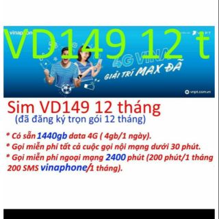 Sim đăng ký sẵn gói VD149 12T