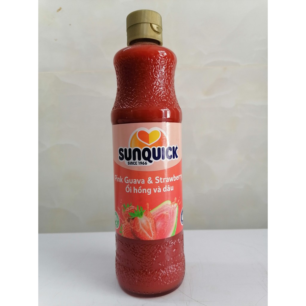 [700ml - ỔI HỒNG & DÂU] Nước ép cô đặc [Malaysia] SUNQUICK Pink Guava & Strawbery Fruity and Refreshing (halal) (gfd-hk)