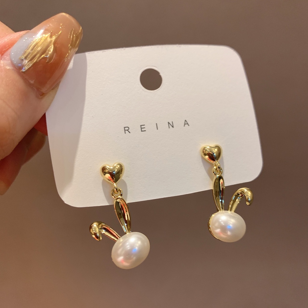 Đôi Bông Tai Hình Thỏ Ngọc Trai Thời Trang 2022 Dành Cho Nữ