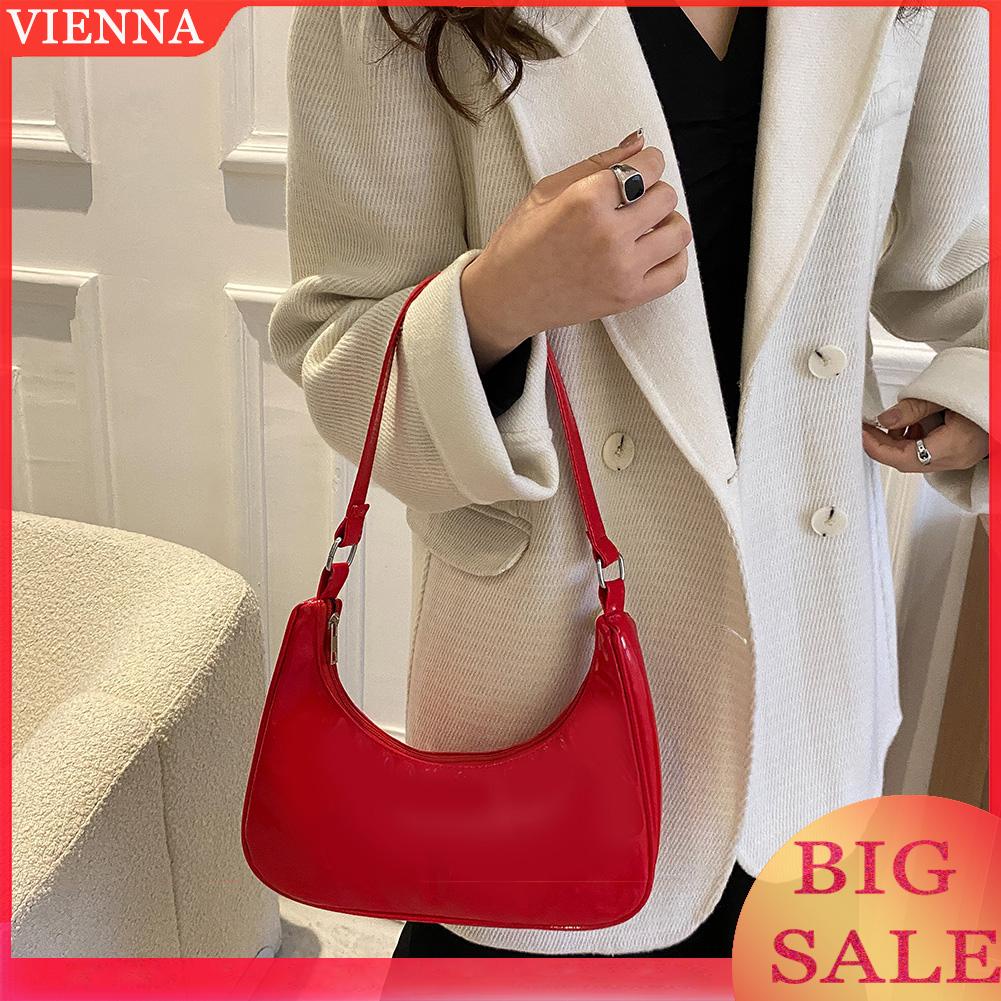 Túi xách da bóng màu trơn thiết kế đơn giản cho phái nữ