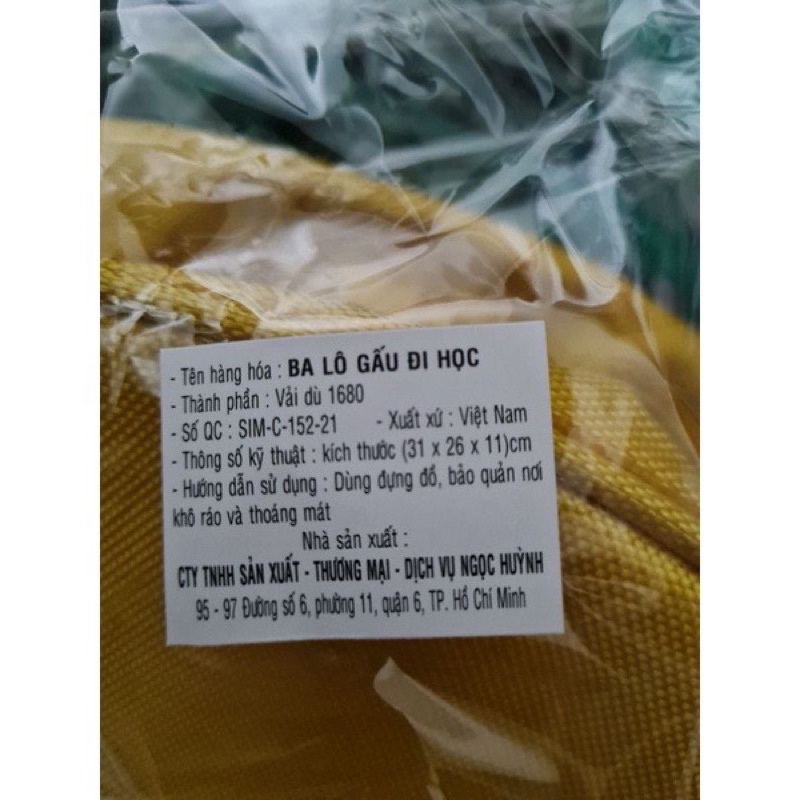 Balo grow cho bé mẫu giáo, thiết kế hình chú vàng dễ thương lắm nè