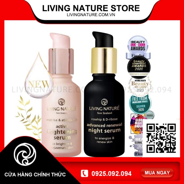 [Official Store] Bộ Đôi Dưỡng Sáng Da Ngày Đêm Living Nature Active Brightening Serum & Renewal Night Serum 30ml
