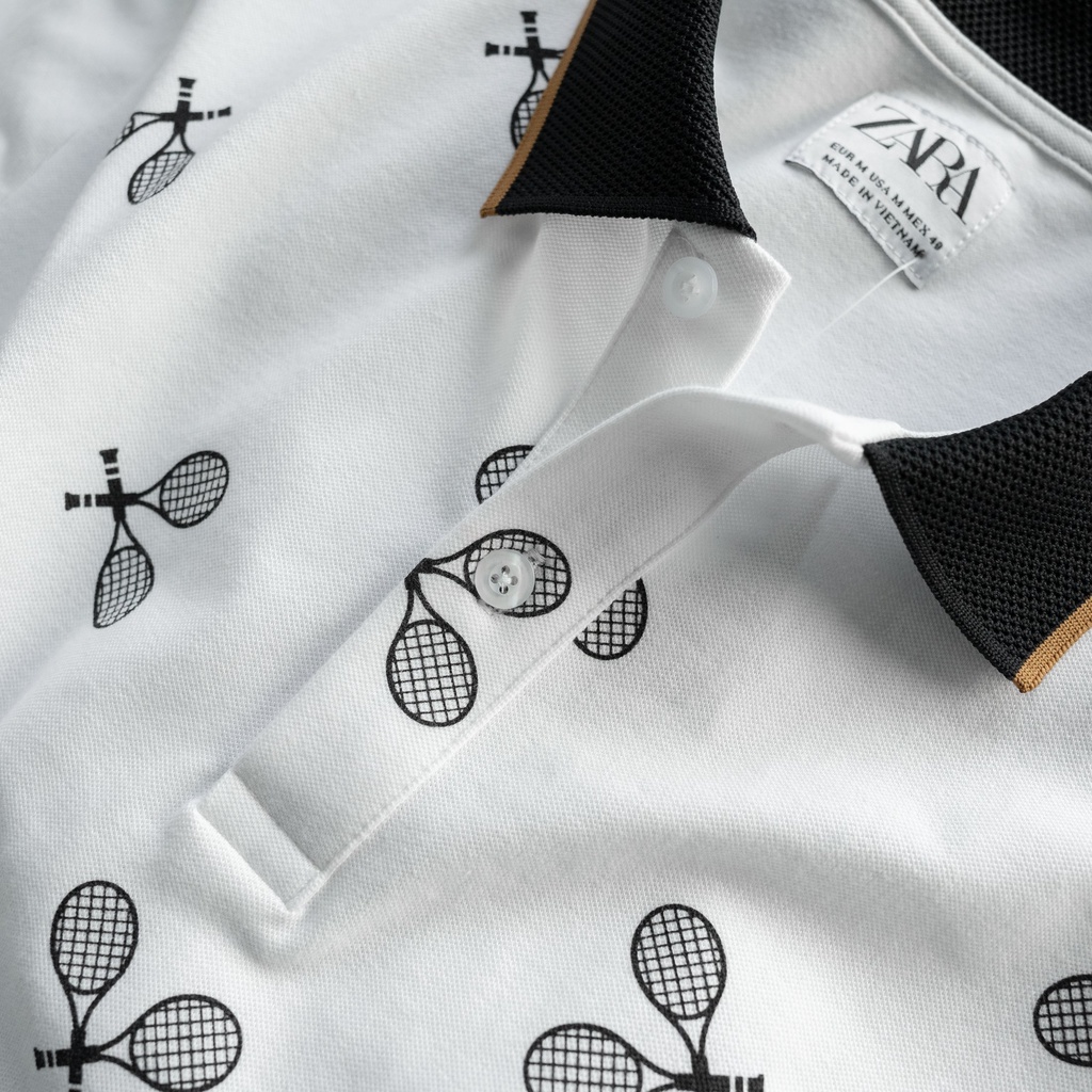 Áo thun polo nam họa tiết ZR Tennis ss2022 - Áo thun nam cotton xuất xịn, sang trọng - THE BASIC