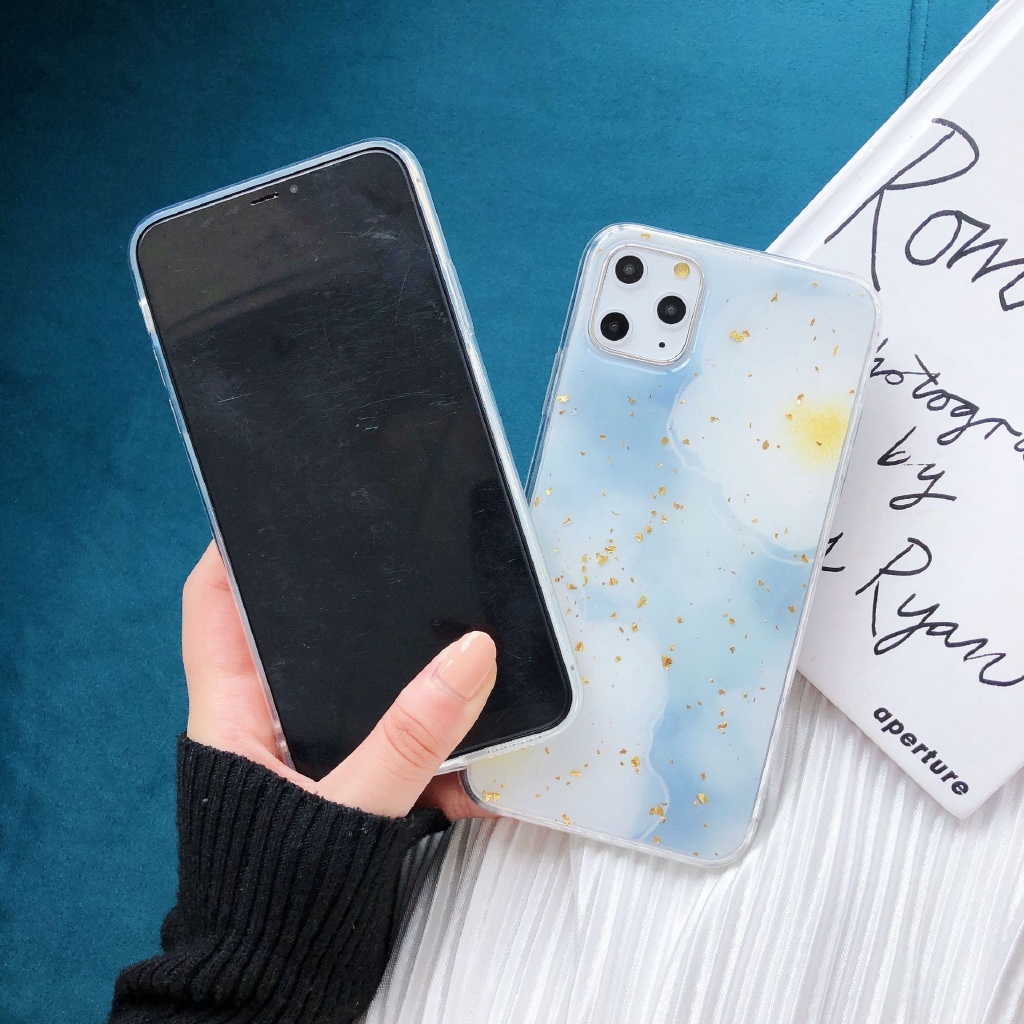 Ốp lưng mềm chống rơi họa tiết hoa và lá vàng cho IPhone 11 11pro Max 6 7 8 6plus 7plus 8plus X XS XR XSmax | BigBuy360 - bigbuy360.vn