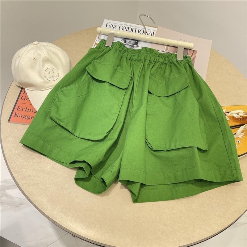 Quần ngắn ống rộng Lưng Cao Có Túi Thời Trang Mùa Hè Cho Nữ