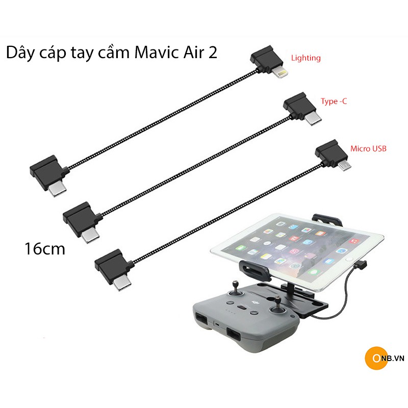 [Mã ELFLASH5 giảm 20K đơn 50K] Mavic Air 2 Dây cáp tay cầm điều khiển Lighting - Type C - Micro USB