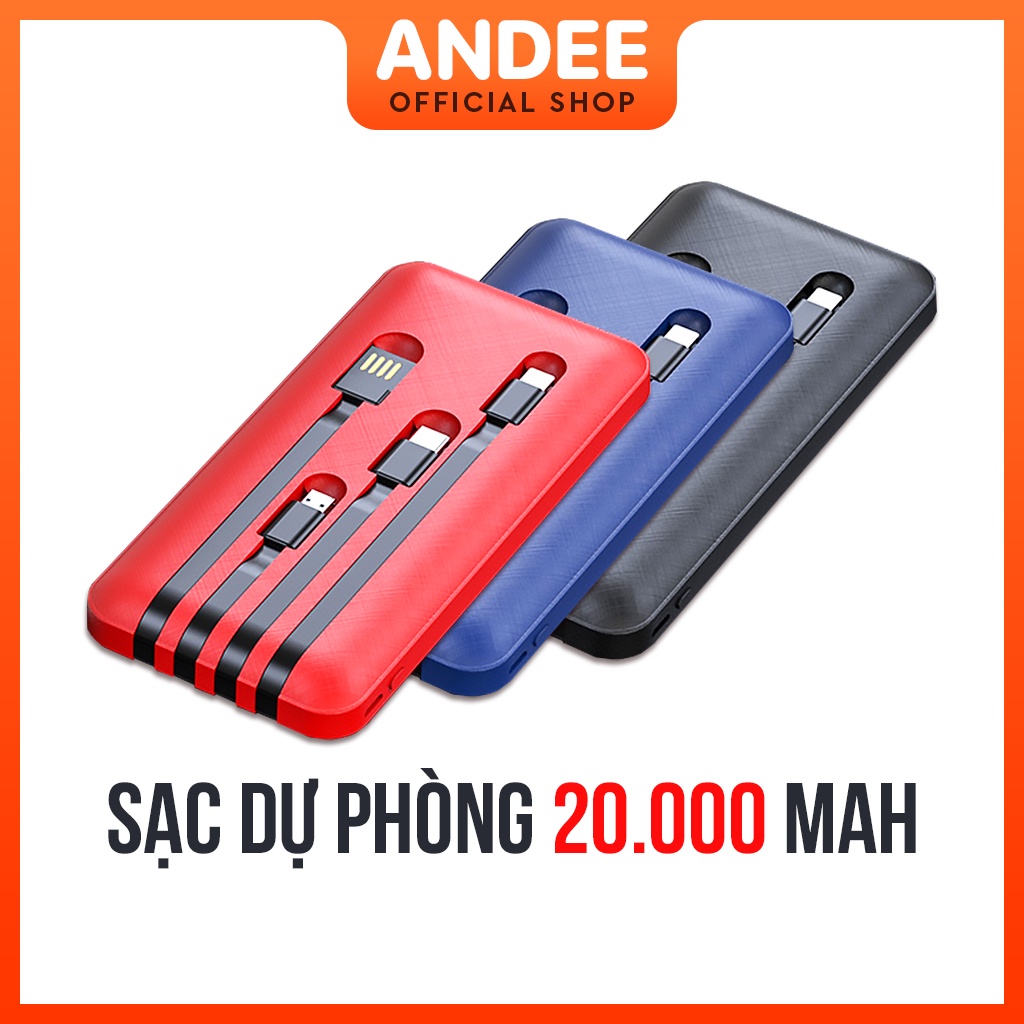 Sạc dự phòng 20.000 mAh đa năng Micro USB - Type C - Lightning