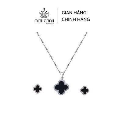 Bộ Trang Sức Bạc Cỏ 4 Lá Đen May Mắn - Minh Canh Jewelry