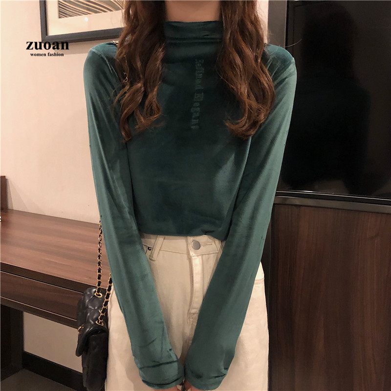 SUXI Áo Nữ Tay Dài Cổ Cao Thời Trang Quyến Rũ