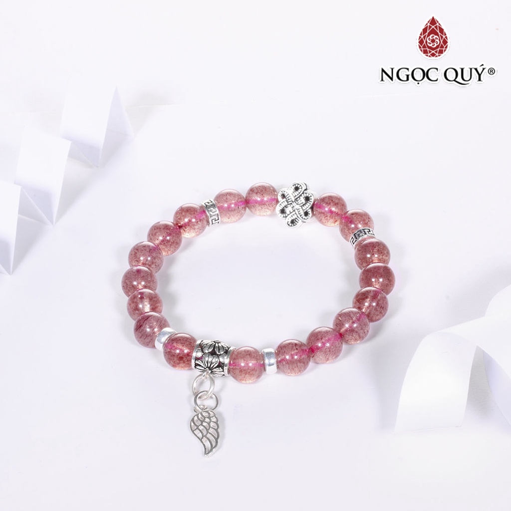 Vòng TA dâu mix charm cánh bạc - Ngọc Quý