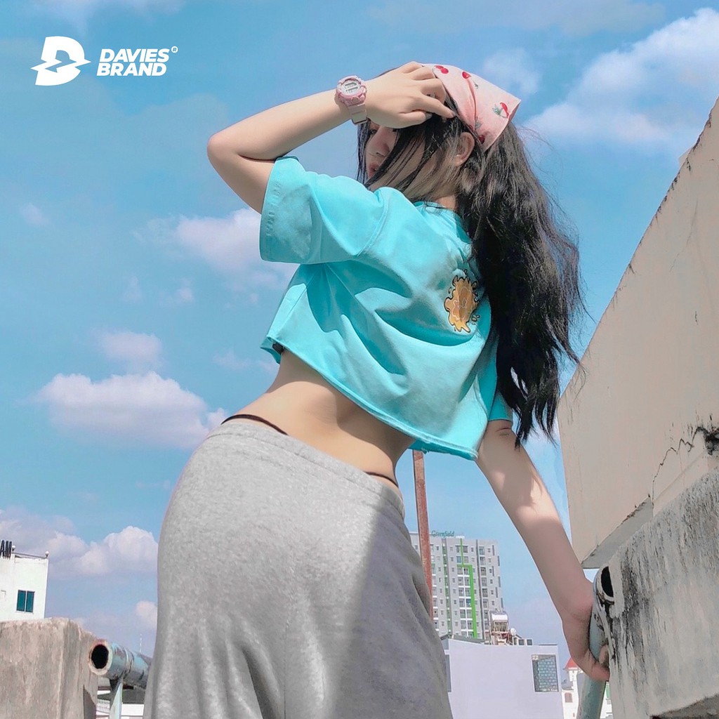 Áo croptop nữ form rộng tay lỡ màu xanh - Blue Cute Paint Croptop - Davies brand | BigBuy360 - bigbuy360.vn